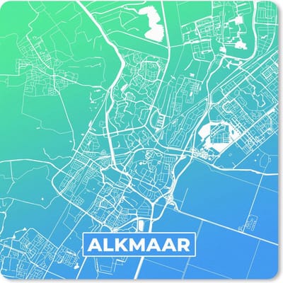 Muismat 20x20 cm - Mousepad Stadskaart - Alkmaar - Nederland - Blauw - Muismatten