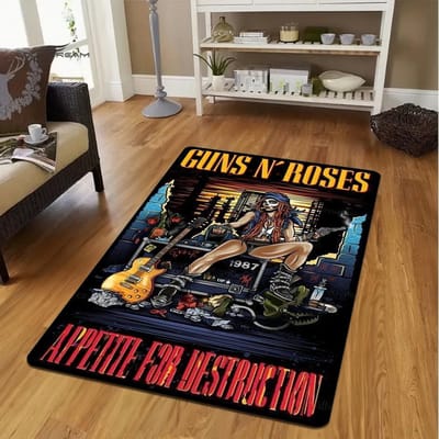 Guns N' Roses Doodskop Print Tapijt Vloerkleed voor Woonkamer Slaapkamer Huis Sofa Decoratie Kinderkamer Vloerkleed Antislip Vloermat 50x80cm