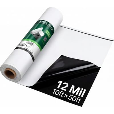 VEVOR Polyethyleenfolie 3,05 x 15,24 m Tuinfolie 0,3 mm Zwart/Wit, Plastic rol voor tuinieren, zeildoek, schildersdoek, kruipruimteafdekking, dampremmende laag, onkruidbestrijding