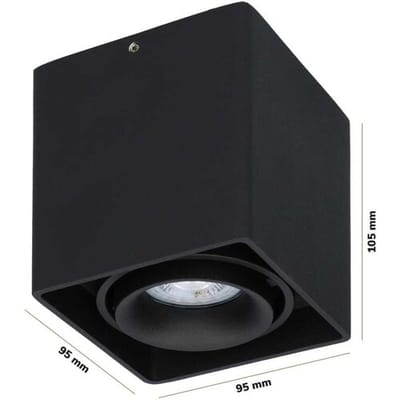 Set van 4 Esto LED vierkante opbouwspots - Dimbaar - Kantelbaar - 4 Watt 345 lumen - 2700K warm wit - GU10 - Plafondspot - Voor binnen - Vervangbare afdekring - Zwart