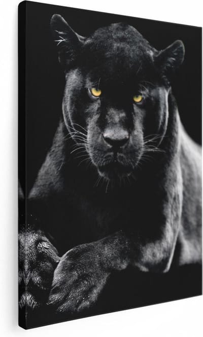 Artaza Canvas Schilderij Panter - 30x40 cm - Klein - Wanddecoratie Wilde Dieren - Muurdecoratie Woonkamer - Kamer Accessoires