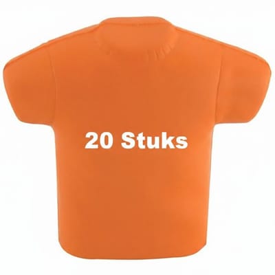 20 stuks Zachte stressbal van PU schuim in de vorm van een T-shirt, kleur oranje
