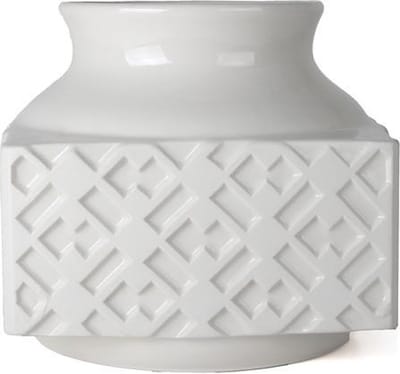 Suai Keramische Vaas Wit 16 cm - Handgemaakt - Mat/Glanzend Effect - Fair Trade