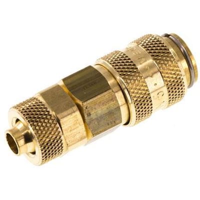 Messing DN 5 Luchtkoppeling Snelkoppeling 6x8 mm Push-On Double Shut-Off - CLS5-N-B-SV-6