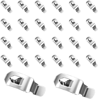 Dailygoods - 24 stuks fotolijstclips, frameloze fotolijst hangers, fotohaken zonder boren, accessoires om op te hangen, voor het bevestigen van foto's en canvasfoto's (35 x 13 mm zilver)