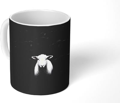 Mok - Koffiemok - Schapen - Wit - Duisternis - Mokken - 350 ML - Beker - Koffiemokken - Theemok
