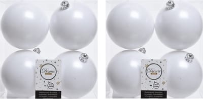 Decoris Kerstballen - 32x st - wit - 10 cm - kunststof - kerstversiering