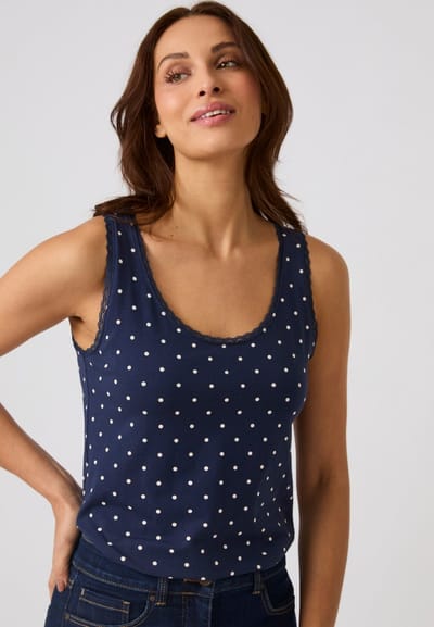 Damart - Tanktop Essential elastisch jersey breisel - Dames - Blauw - 34-36 (XS)