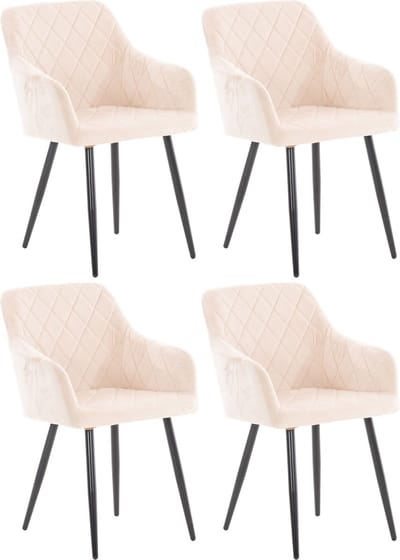 CLP Shila Set van 4 Eetkamerstoelen beige Fluweel