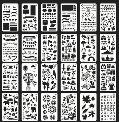 Joyage Bullet Journal Stencils - 24 sjablonen voor hobby en creatief volwassenen - Bullet journal accesoires producten