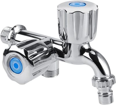 Dubbele Waterkraan - Wasmachinekraan Kraan - Meerdere Kranen Gebruiken - Dubbele Uitlaten Apart - G1/2 - Chroom