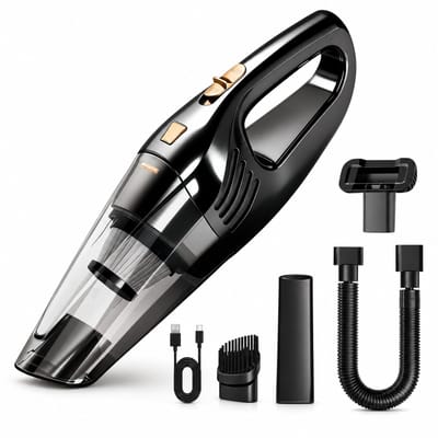 KARZO Draadloze Handstofzuiger – Oplaadbare Auto Stofzuiger – 4 kPa Zuigkracht – 0,3L Stofopvang – USB Oplaadbaar – Met Accessoireset – Zwart