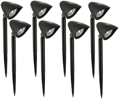Gerimport - Solar tuinlamp - 8x - zwart - LED - oplaadbaar - H37cm