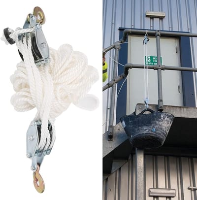 SnelShoppen - Lifting Pulley 4000LB Lasten Hefpulley Verzinkt Staal Zware Duurzame Pulleyblok met 20m Nylon Touw voor Industrieel Bouwterrein