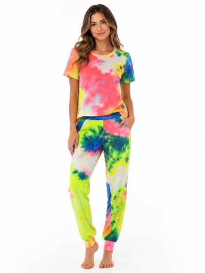 Modieuze Dames Huispak / Loungewear / Homewear | Lounge Set / Sport Kleding | Roze-Blauw - S/M