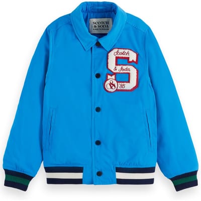 Scotch & Soda Boy Satin Club Jacket League Blue Taglia: 10 | Giacche Outlet | kids | Blu