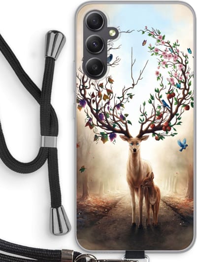 Case Company® - Hoesje met koord geschikt voor Samsung Galaxy A34 hoesje met Koord - Seasons Change - Telefoonhoesje met Zwart Koord - Bescherming aan alle Kanten en Over de Schermrand
