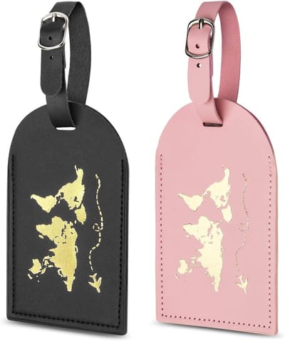 Set van 2 Leren Bagagetags, ID Tags voor Koffers en Handtassen, Reisaccessoires voor Trouwen en Cadeaus voor Stellen