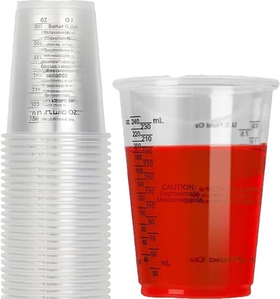 Maatbeker epoxyhars, roerbeker, verfmengbeker, maatbeker voor het mengen van vloeistoffen, pigmenten, hars, met schaal, herbruikbaar, 240 ml, 30 stuks