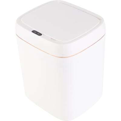 Poubelle Automatique sans Contact à Capteur de Mouvement 11L en Plastique Rectangulaire pour Chambre à Coucher Cuisine Hôtel Bureau white