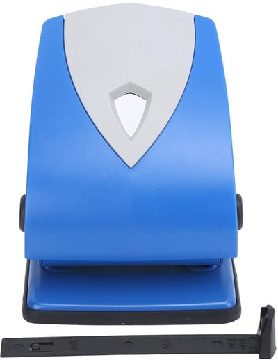 Verstelbare Papierperforator - Kantoorprikker - Documenten Organiseren - Inclusief Positioneringsliniaal - 125 x 155 x 114 cm - Blauw