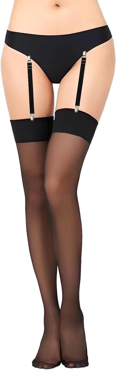 Non-slip suspender houders, sexy kant kousenband met eendenbek, geschikt voor bh's, ondergoed en kousen, zwart, 4 stuks