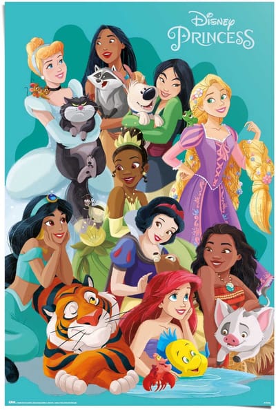 Poster Disney prinsessen - 91,5 x 61 - Papier - REINDERS
