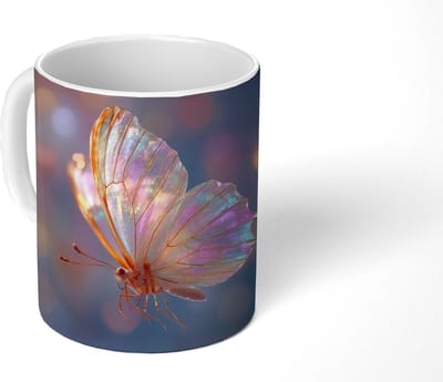 Mok - Koffiemok - Vlinder - Vleugels - Pastel - Glinstering - Mokken - 350 ML - Beker - Koffiemokken - Theemok