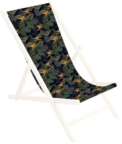 FEROCITY - Vervangbare stoffen hoes voor ligstoel - voor een houten opklapbare ligstoel - Zonder houten stokken - 110 x 45 cm - Polyester - Palmen Paradiesvogel Strelitzia