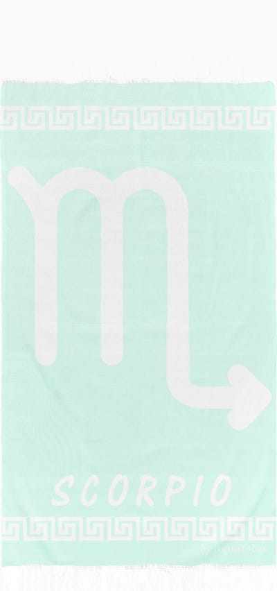 uit Turkije By Aquatolia Hamamdoek Scorpia Zodiac - 100% Zacht Katoen - Strandlaken - Handdoek - Licht Groen - 100cm x 180cm - Originele hamamdoek uit Turkije