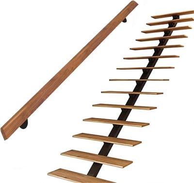 Trapleuning - Wandmontage Leuning - Veilig Traplopen - Massief Hout - 90 cm - Houtkleur