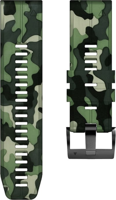 Siliconen bandje - geschikt voor Garmin Fenix 5 / 5 Plus / 6 / 6 Pro / 7 / 7 Pro / 8 (47 mm) / E (47 mm) / Epix (Pro) (2) 47 mm / Quatix 5 / 6 / 7 / 7 Pro / Approach S60 / S62 / S70 47 mm / MARQ / D2 Delta / D2 Mach 1 / Descent G1 - camouflage groen
