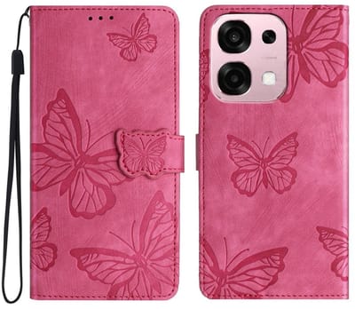 Coverup Hoesje - Geschikt voor OPPO A6 Pro 5G Hoesje - Coverup Vlinders Book Case - Pink