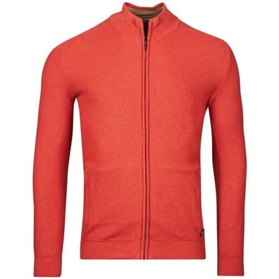 Baileys Vest Combed Cotton Cardigan Zip Allover Structure Knit Coral Melange / male