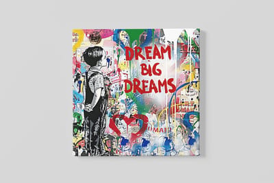 Vierkant Canvas Schilderij – Dream Big Dreams – Modern Wanddecoratie – Hoge Kwaliteit - 100x100 cm