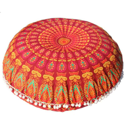 Housse de coussin ronde 43x43cm Motif Mandala Bohème Housse de coussin Boho Coussin de sol Housse de coussin Décoration de maison Haute Qualité 43cm