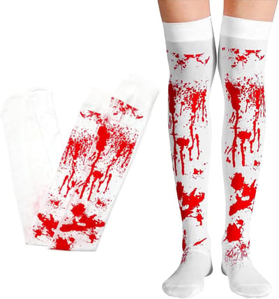Halloween panty's voor dames, bloedige kostuumaccessoires, sexy zombie outfit, creepy clown panty's, bloedige kniekousen voor Halloween