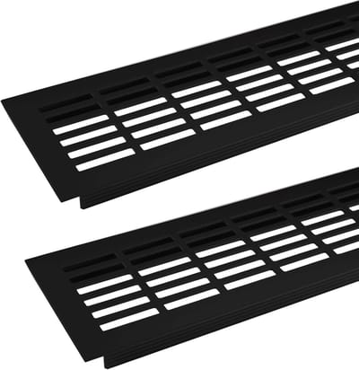 Ventilatierooster Zwart 480x81 mm - Aluminium Luchtrooster met Sleufperforatie (2 Stuks)