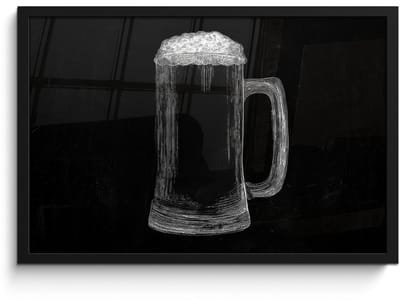 Poster in lijst - Fotolijst 60x40 cm - Posters - Bierpul - Schuim - Krijttekening - Posterlijst zwart - Decoratie - Wanddecoratie woonkamer - Muurdecoratie slaapkamer