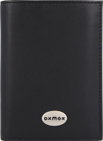 oxmox Leren portemonnee Leather RFID Protect Kombibörse Pure Metal Round Black zwart
