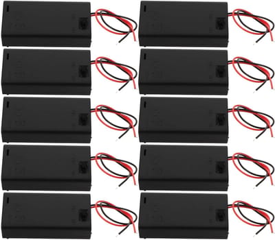 Batterijhouder met Schakelaar - Batterijcase AA - Hobbyprojecten Elektronische Circuits - Stof- en Vochtbestendig - 10 Stuks - Zwart