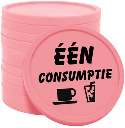 CombiCraft Consumptiemunten één consumptie Ø29mm baby roze - enkelzijdig bedrukt - 100 stuks