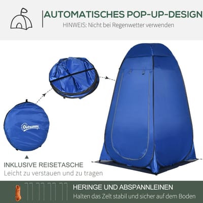 HAUSS SPOLE Tent – Pop-Uptent Voor Douchen En Omkleden – 126 x 124 x 189 cm – Polyester – Blauw – Camping Strand Festival – Met Draagtas