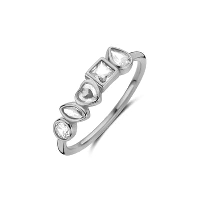 New Bling - 9NB-1574-50 - 925 zilveren ring met witte stenen - rhodium plated