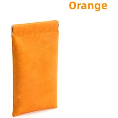 1 sac à lunettes de soleil en cuir PU souple, étui de lecture, pochette pour lunettes de soleil, unisexe, simple, sacs de rangement pour lunettes orange