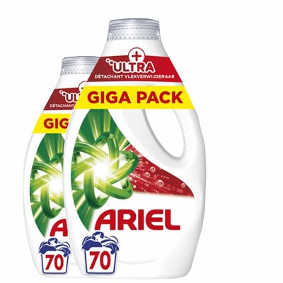 Ariel Vloeibaar Wasmiddel + Ultra Vlekverwijderaar - 2x70 Wasbeurten
