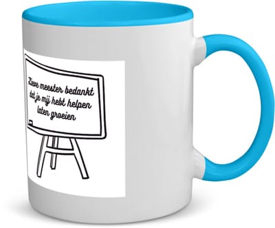 Akyol - lieve meester bedankt dat je me hebt laten groeien koffiemok - theemok - blauw - Meester - meester - leraar - 350 ML inhoud