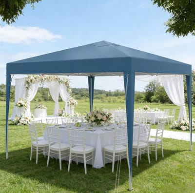HAUSS SPOLE Partytent - 3 x 3 m - Opvouwbaar En Hoogte Verstelbaar - Oxford Stof En Metaal - Blauw - Voor Tuin En Camping