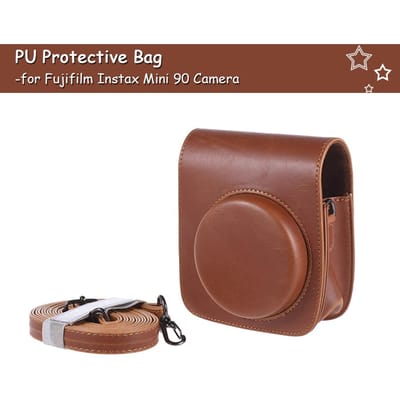 Vintage PU-beschermende cameratas Pouch Cover Protector Bag met riem voor Fujifilm Instax Mini 90