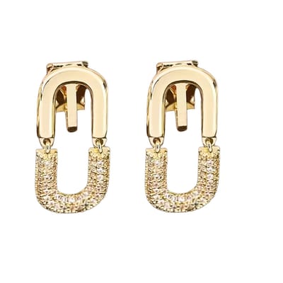 Clip oorbellen -De Luxe -goldplating - zirkonia- Geen gaatje- Charme Bijoux